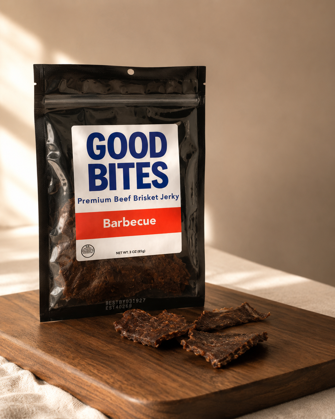 Good Bites Barbecue brisket beef jerky pack